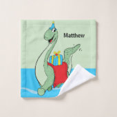 名前をカスタムする、少年、誕生日恐竜 バスタオルセット (ウォッシュタオル)