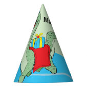 名前をカスタムする、少年、誕生日恐竜 パーティーハット (正面)