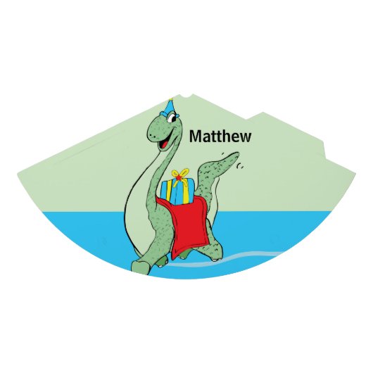 名前をカスタムする、少年、誕生日恐竜 パーティーハット (正面)