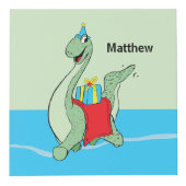 名前をカスタムする、少年、誕生日恐竜 フォトキューブ (正面)