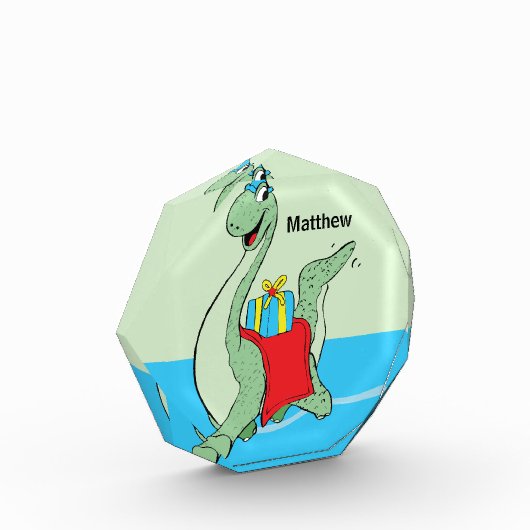 名前をカスタムする、少年、誕生日恐竜 フォトブロック (左)