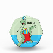 名前をカスタムする、少年、誕生日恐竜 フォトブロック (正面)