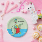 名前をカスタムする、少年、誕生日恐竜 ペーパープレート (パーティー)
