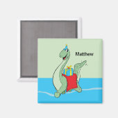 名前をカスタムする、少年、誕生日恐竜 マグネット (正面/裏面)