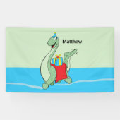 名前をカスタムする、少年、誕生日恐竜 横断幕 (横)