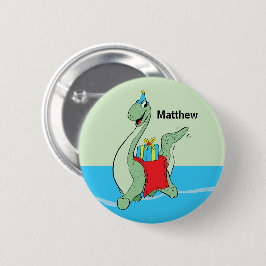 名前をカスタムする、少年、誕生日恐竜 缶バッジ