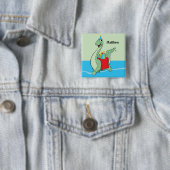 名前をカスタムする、少年、誕生日恐竜 缶バッジ (インサイチュ)