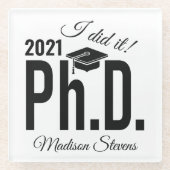 名前をカスタムする&年の博士課程 ガラスコースター (正面)