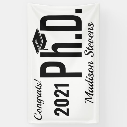 名前をカスタムする、年、カラー博士号 横断幕 (縦)