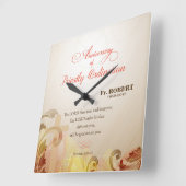 名前をカスタムする&年、第60期聖職者 スクエア壁時計 (傾斜)