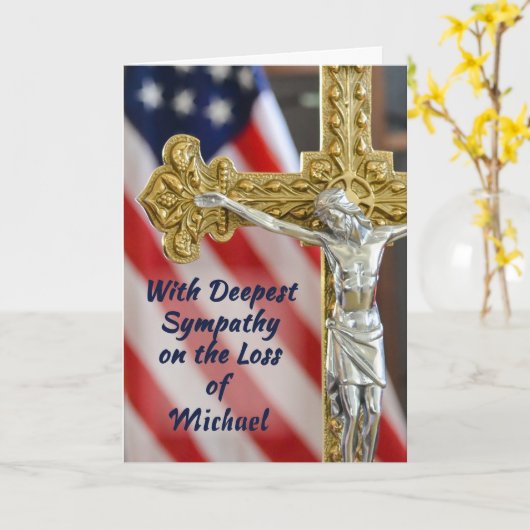 名前をカスタムする、悔やみや弔慰宗教的クリスチャン軍隊 カード (黄色い花)