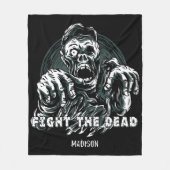 名前をカスタムする"戦い死んだ"ゾンビのフリースブランケット フリースブランケット (正面)