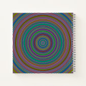 名前をカスタムする+数々の色の円/リングや輪パターン ノートブック (裏面)