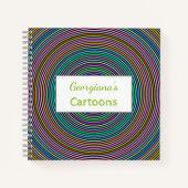 名前をカスタムする+数々の色の円/リングや輪パターン ノートブック (正面)