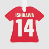 名前をカスタムする、数値、色。スポーツファン赤シャツ オーナメント (正面)