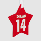 名前をカスタムする、数値、色。スポーツファン（赤） オーナメント (正面)