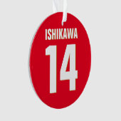 名前をカスタムする、数値、色。スポーツファン（赤） オーナメント (正面)