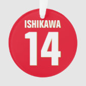 名前をカスタムする、数値、色。スポーツファン（赤） オーナメント (正面)