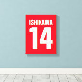 名前をカスタムする、数値、色。スポーツファン（赤） キャンバスプリント (インサイチュ (ウッドフロア))