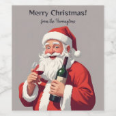 名前をカスタムする&文字おもしろい飲サンタ ワインラベル (シングルラベル)