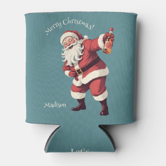 名前をカスタムする&文字おもしろい飲サンタ 缶クーラー (正面)