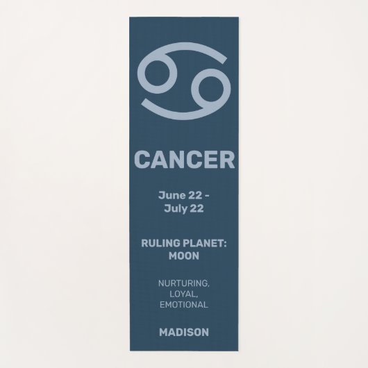 名前をカスタムする/文字および色〔占星術の〕十二宮図徴候がん ヨガマット (正面)