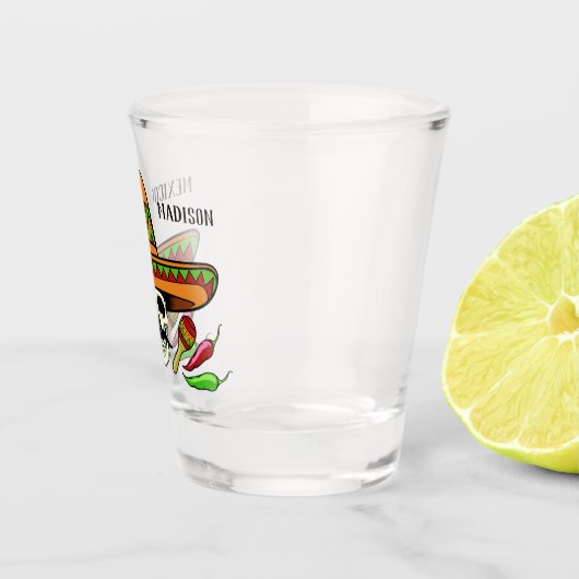 名前をカスタムする/文字のメキシコスカルの小グラス ショットグラス (右)