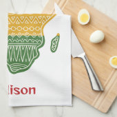 名前をカスタムする&文字アフリカ キッチンタオル (四つ折り)