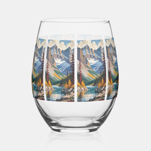 名前をカスタムする&文字カナダ旅行ポスター ステムなしワイングラス (正面)