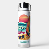 名前をカスタムする/文字カリフォルニアサーフィン ウォーターボトル (背面)