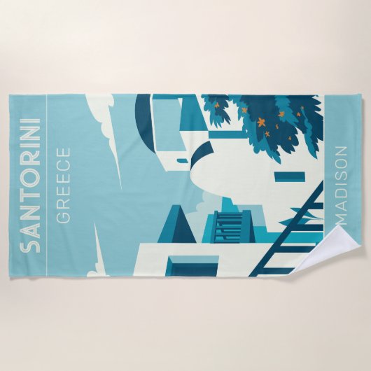 名前をカスタムする&文字ギリシャ ビーチタオル (正面)
