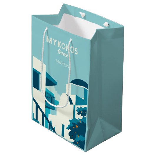 名前をカスタムする&文字ギリシャ ミディアムペーパーバッグ (正面アングル)