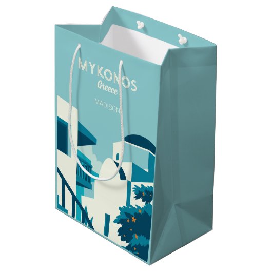 名前をカスタムする&文字ギリシャ ミディアムペーパーバッグ (裏面アングル)
