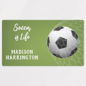 名前をカスタムする&文字サッカーゴール ラベル (デザイン2)