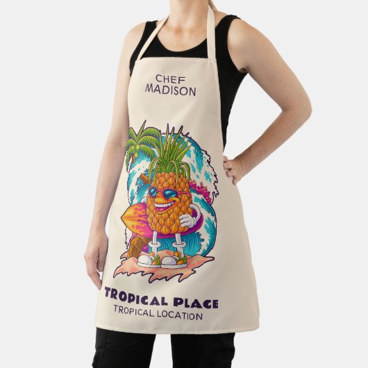 名前をカスタムする&文字サーフィンパイナップル エプロン (インサイチュ)