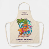 名前をカスタムする&文字サーフィンパイナップル エプロン (正面)