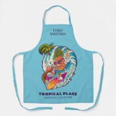 名前をカスタムする&文字サーフィンパイナップル エプロン (正面)