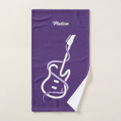 名前をカスタムする&文字スタイライズドギター バスタオルセット (ハンドタオル)