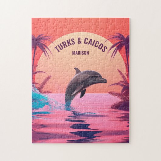 名前をカスタムする&文字タークスアンドカイコスドルフィン ジグソーパズル (縦)