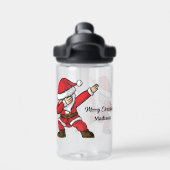 名前をカスタムする&文字ダビング踊りサンタ ウォーターボトル (背面)