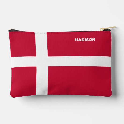 名前をカスタムする&文字デンマーク国旗 アクセサリーポーチ (裏面)