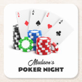 名前をカスタムする&文字トランプのポーカー/カジノ スクエアペーパーコースター (正面)