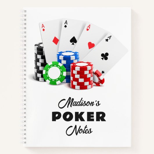 名前をカスタムする&文字トランプのポーカー/カジノ ノートブック (正面)