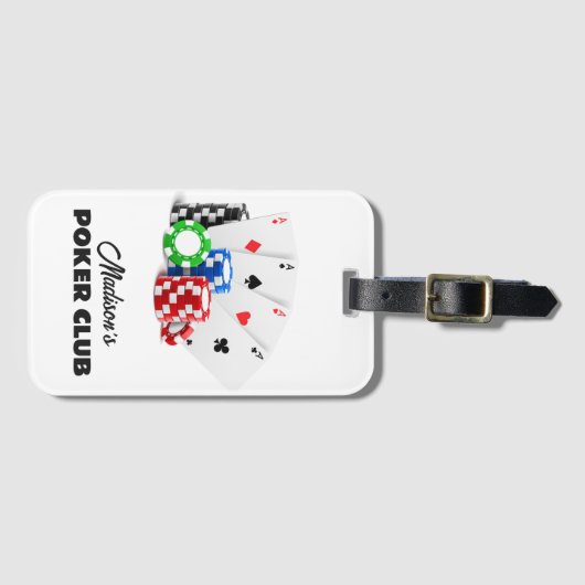 名前をカスタムする&文字トランプのポーカー/カジノ ラゲッジタグ (正面横)