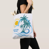 名前をカスタムする&文字トロピカルアイランド トートバッグ (クローズアップ)