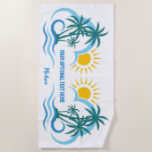 名前をカスタムする&文字トロピカルアイランド ビーチタオル (正面)