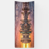 名前をカスタムする&文字ニューヨークシティスカイライン 横断幕 (縦)