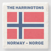 名前をカスタムする&文字ノルウェー国旗 ストーンコースター (正面)