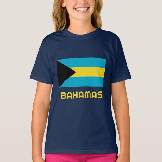 名前をカスタムする&文字バハマ国旗 Tシャツ (正面)