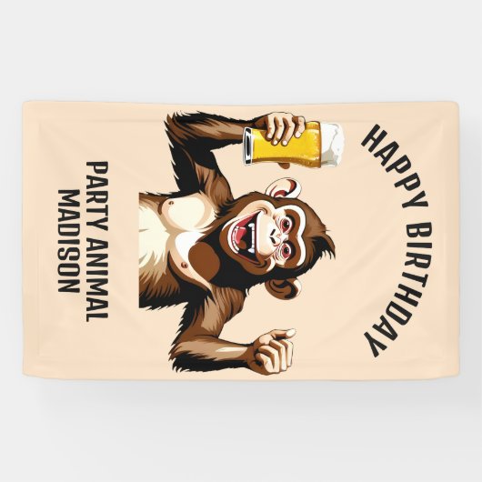 名前をカスタムする&文字パーティー動物 横断幕 (横)